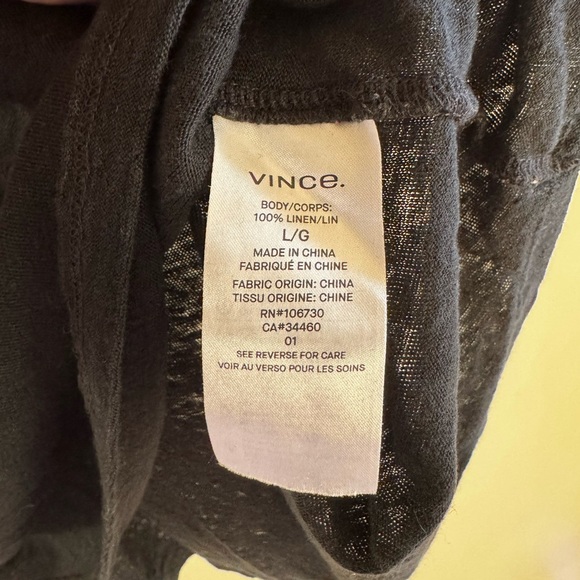 Vince size L Linen T-Shirt Black Retail $225.00 - Picture 5 of 5